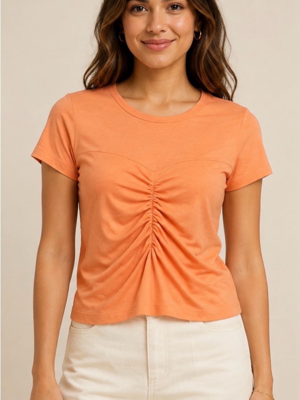 Nation LTD Alina Ruched-Front Tee – Size Small. PTP 17”, Length 22”